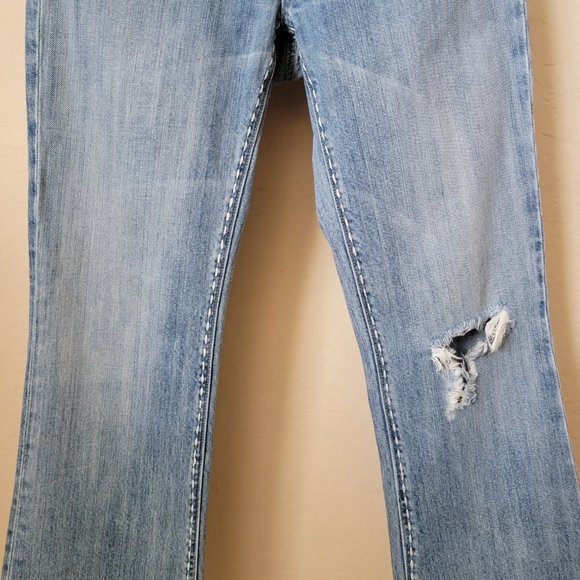 X-Ray Rainbow Embroidered Distressed Flare Denim Jeans - Picture 5 of 16